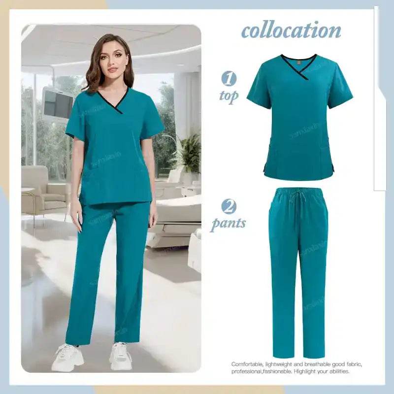 Medical Scrubs Set - Comfortable Hospital Uniforms with Pockets for Ultimate Functionality 42169-Lake blue