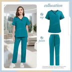 Medical Scrubs Set - Comfortable Hospital Uniforms with Pockets for Ultimate Functionality 42169-Lake blue