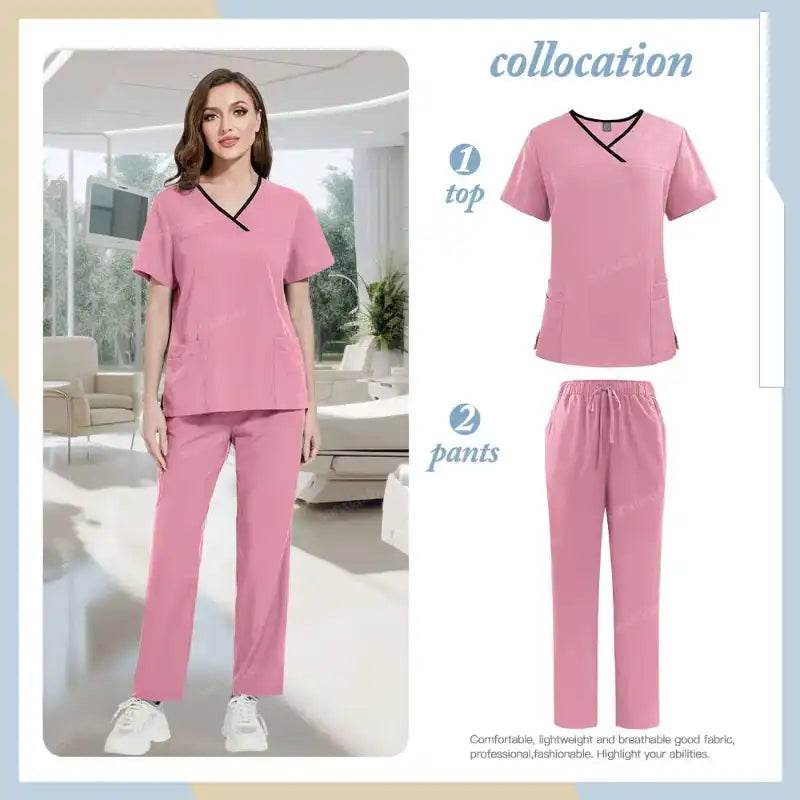 Medical Scrubs Set - Comfortable Hospital Uniforms with Pockets for Ultimate Functionality 42169-Pink