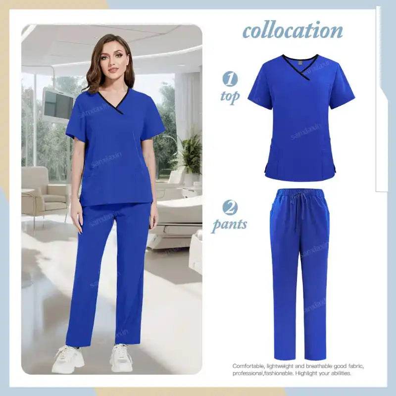 Medical Scrubs Set - Comfortable Hospital Uniforms with Pockets for Ultimate Functionality 42169-Royal Blue
