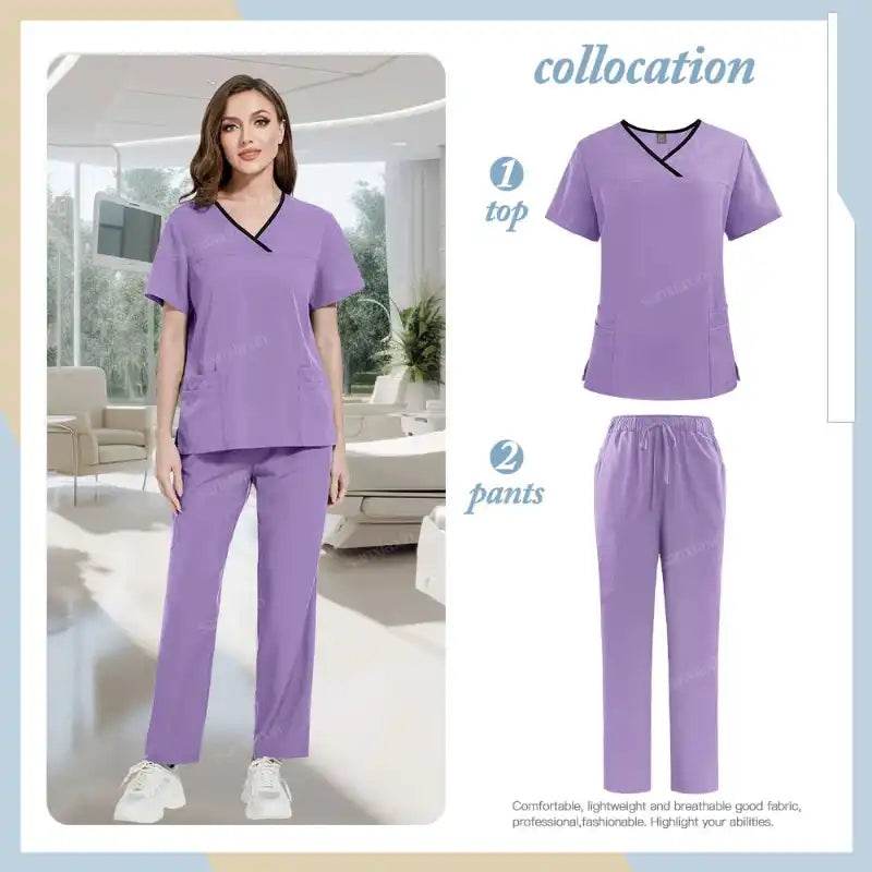 Medical Scrubs Set - Comfortable Hospital Uniforms with Pockets for Ultimate Functionality 42169-Purple