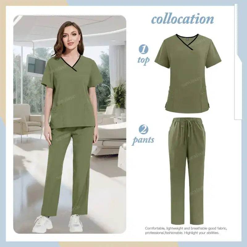 Medical Scrubs Set - Comfortable Hospital Uniforms with Pockets for Ultimate Functionality 42169-Green