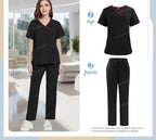 Medical Scrubs Set - Comfortable Hospital Uniforms with Pockets for Ultimate Functionality 42169-Black