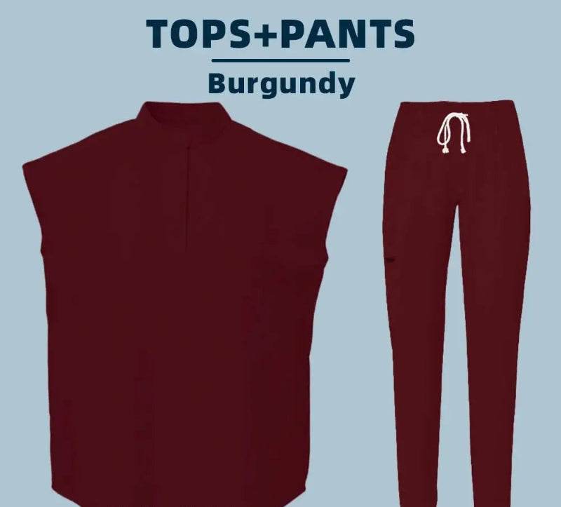 Women's Nurse Scrubs - Stylish and Comfortable Hospital Uniform for Nurses and Doctors 42015-Burgundy