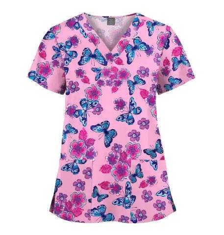 Women's Printed Scrubs - Stylish Scrub Tops for Nurses and Doctors 64001-40