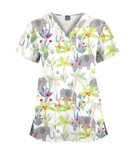 Women's Printed Scrubs - Stylish Scrub Tops for Nurses and Doctors 64001-21