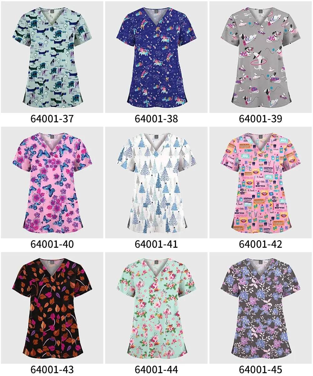 Women's Printed Scrubs - Stylish Scrub Tops and Shirts for Comfort and Durability