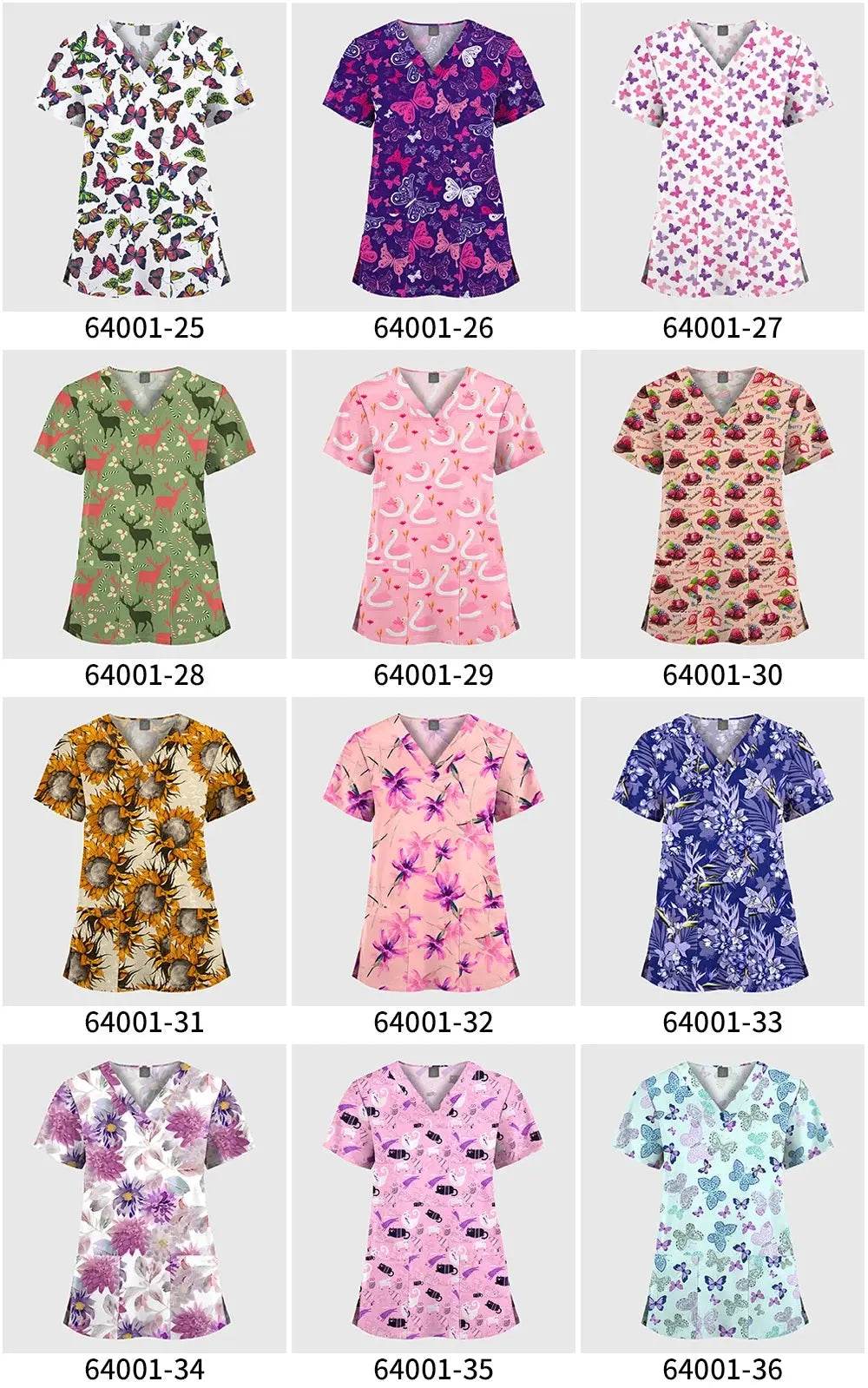 Women's Printed Scrubs - Stylish Scrub Tops and Shirts for Comfort and Durability